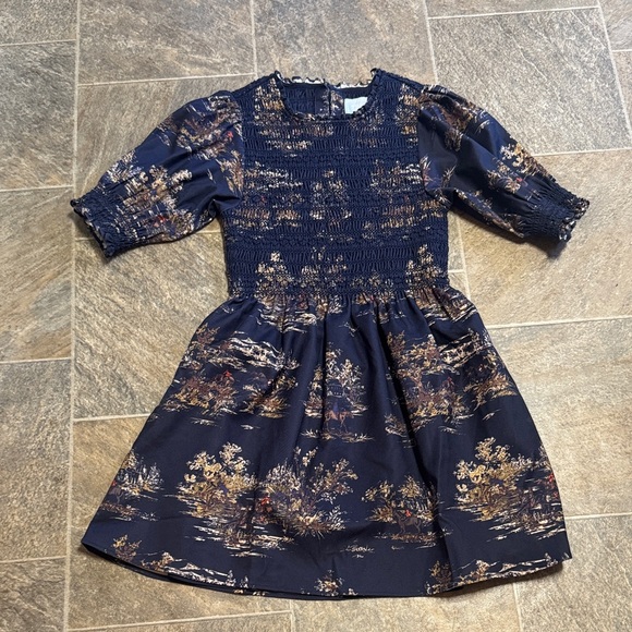 Hill House Dresses & Skirts - Hill House Navy Floral Smocked Casual Dress